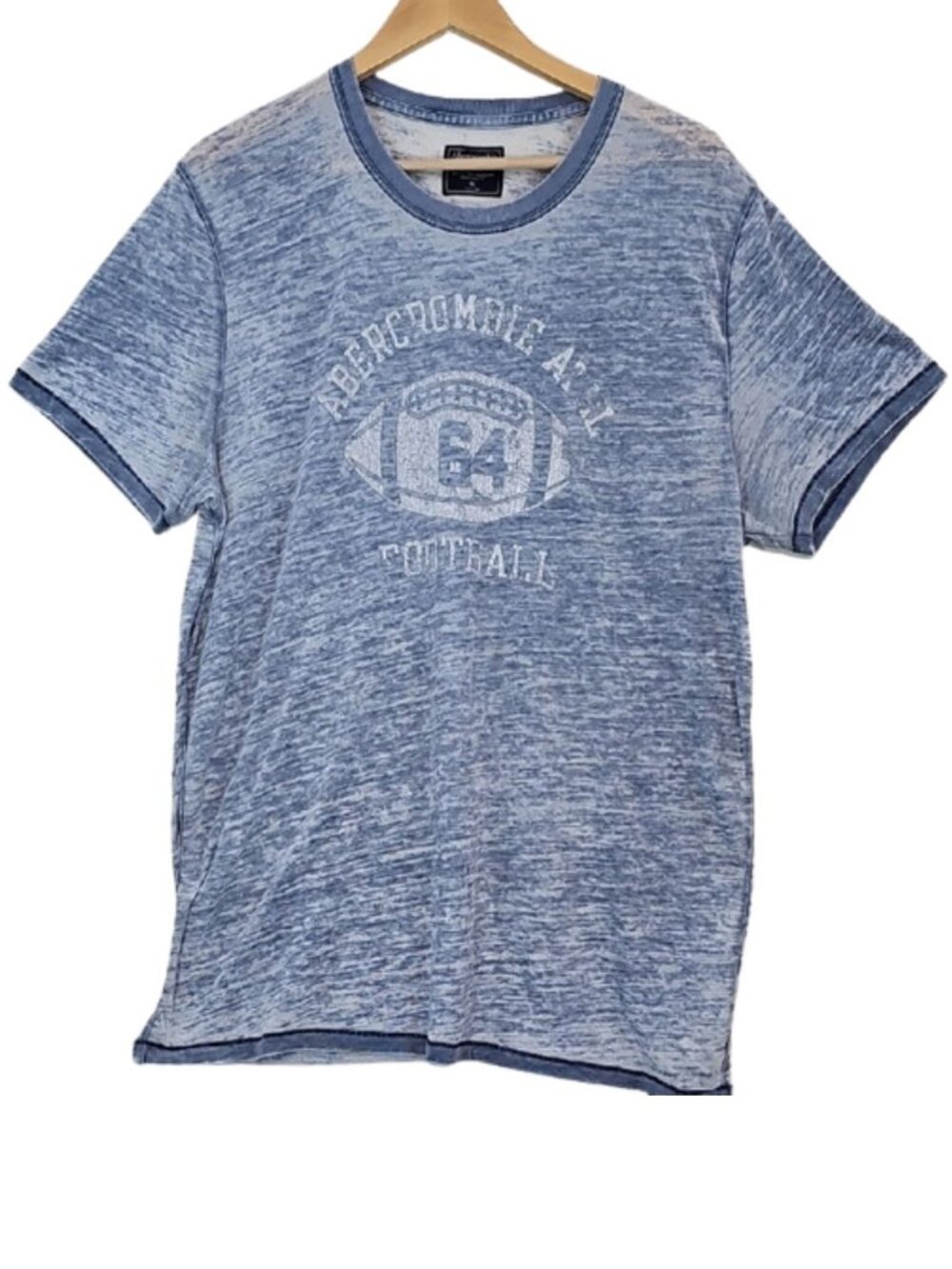 Abercrombie & Fitch Blue Burnout Football Graphic Tee XL Y2K Vintage Thin